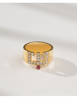 Exclusive love ring 18k gold with diamonds & ruby 